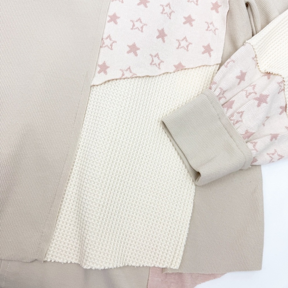 POL Oversized Patchwork Star Crewneck Pullover Lo… - image 8